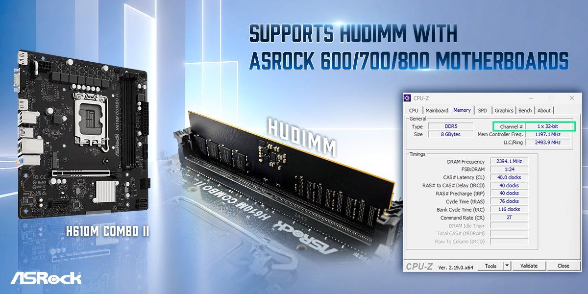 ASRock, DDR5 비용 부담 완화를 위한 새로운 메모리 표준 'HUDIMM' 공개